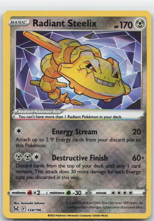 Radiant Steelix Holo Radiant Rare 124/196 SWSH11: Lost Origin NM