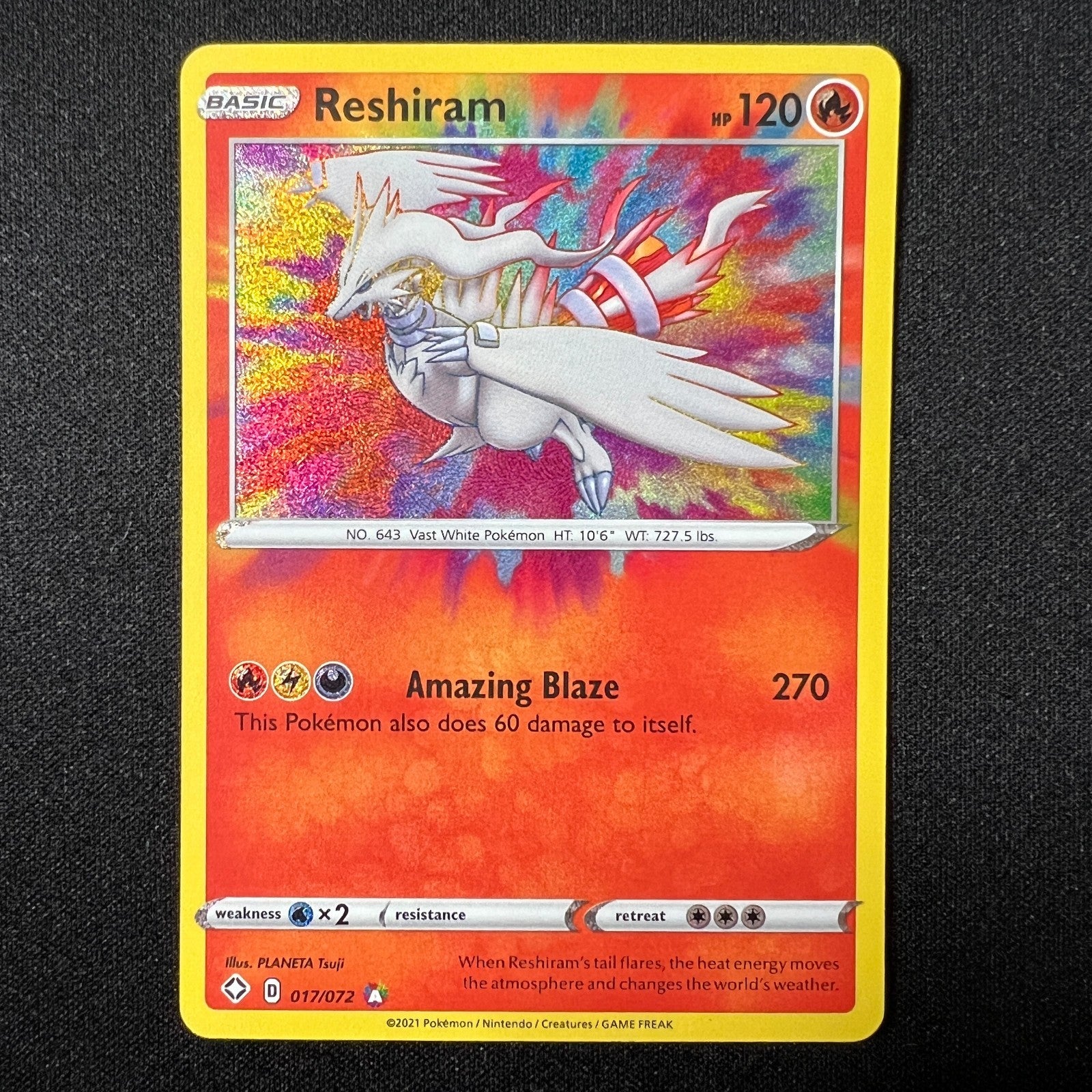 Pokemon TCG Reshiram 017/072 Shining Fates Amazing Rare Holofoil NM