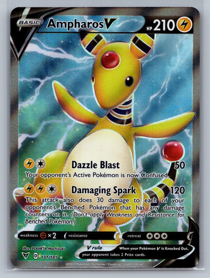 Ampharos V (Full Art) Holo Ultra Rare 171/185 SWSH04: Vivid Voltage NM