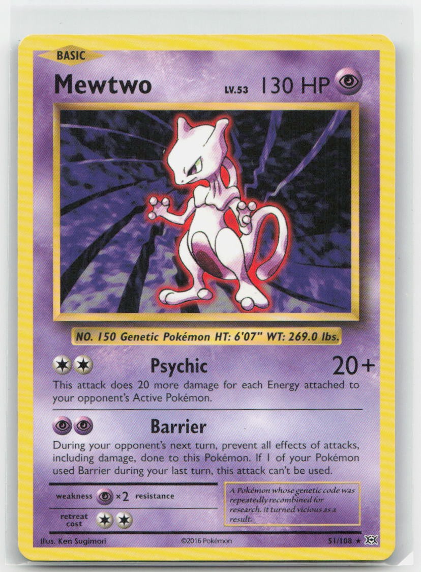 Mewtwo Normal Rare 51/108 XY - Evolutions NM