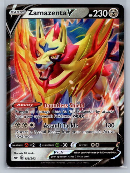 Zamazenta V Holo Ultra Rare 139/202 SWSH01: Sword & Shield Base Set NM