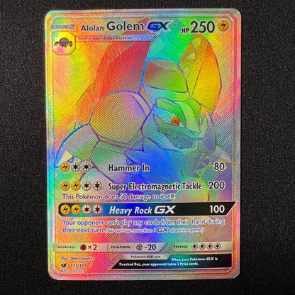 Alolan Golem GX - Crimson Invasion - Rare Rainbow - 113/111 - Pokemon Card - LP