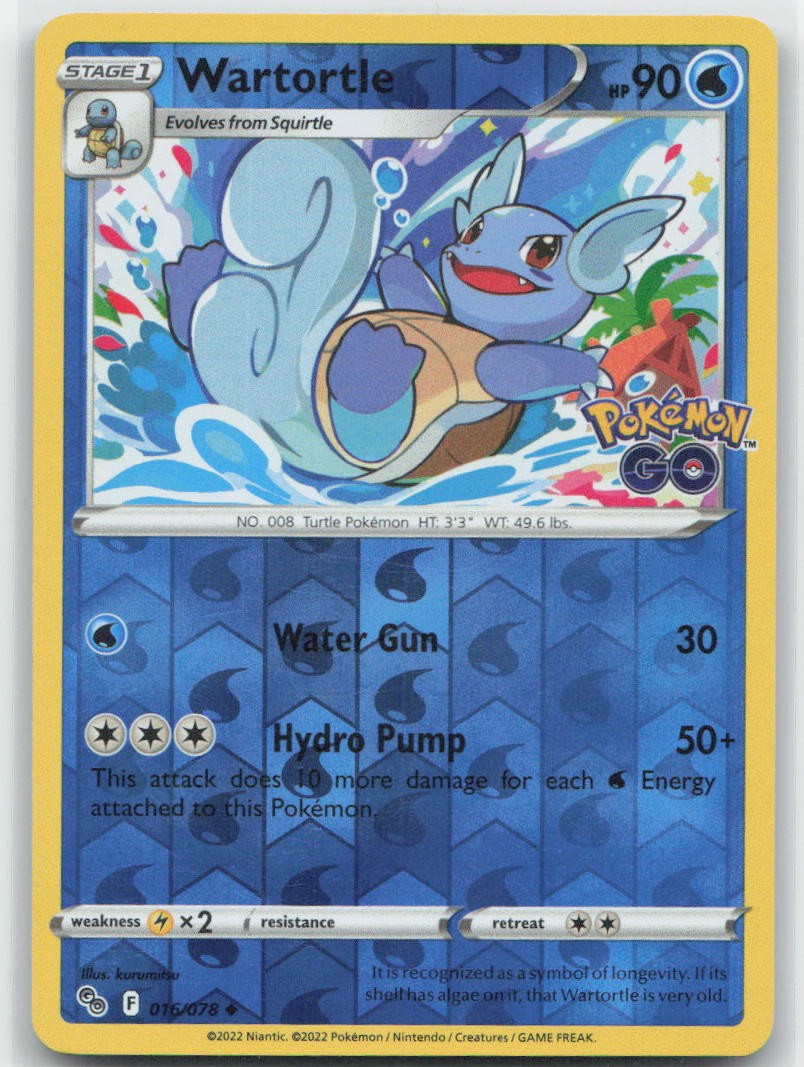 Wartortle Reverse Holo Uncommon 016/078 Pokemon GO NM