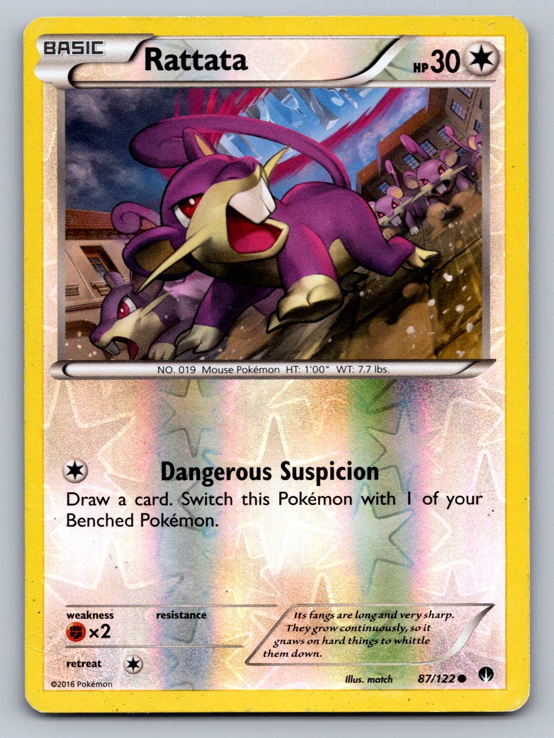 Rattata Reverse Holo Common 87/122 XY - BREAKpoint NM