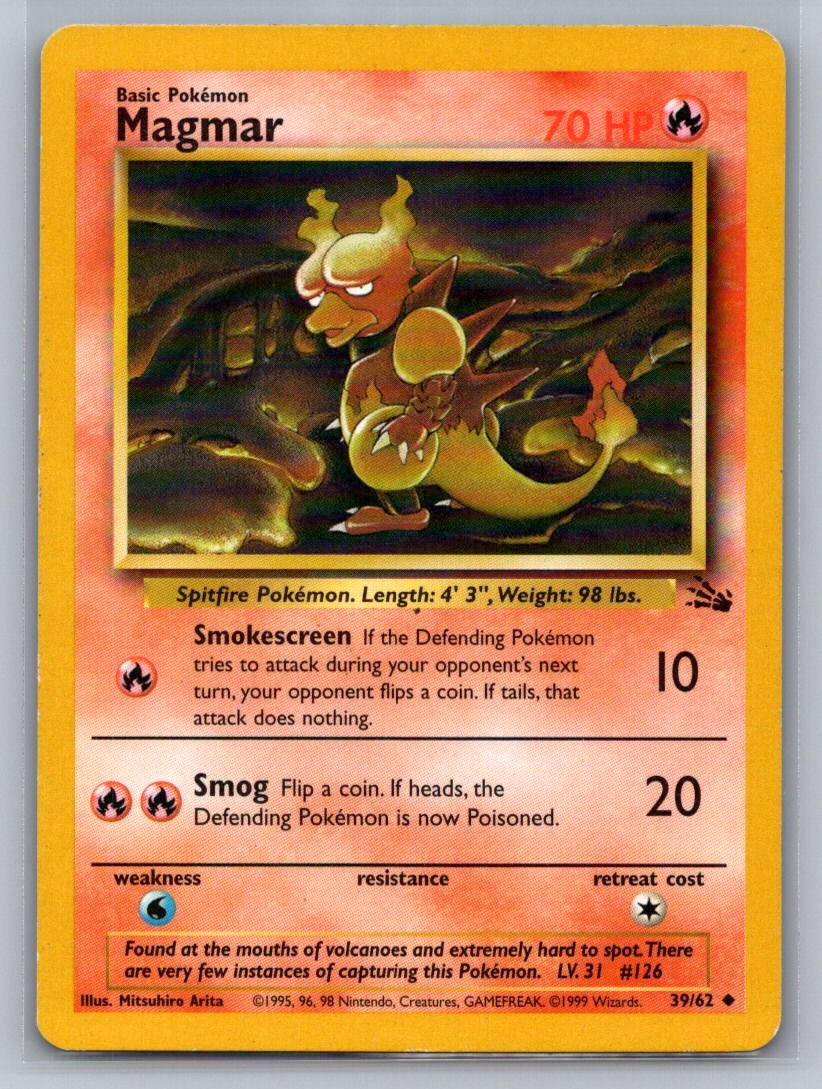 Magmar Unlimited Uncommon 39/62 Fossil LP