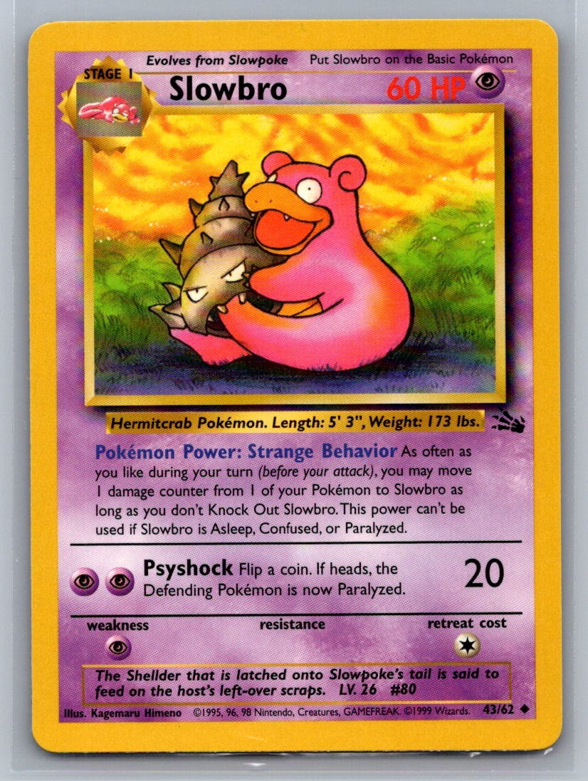 Slowbro Unlimited Uncommon 43/62 Fossil LP