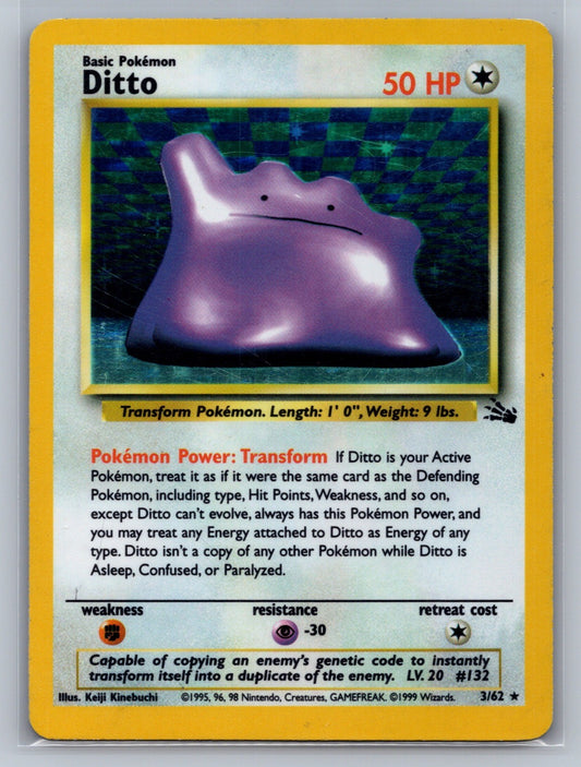 Ditto (3) Unlimited Holo Holo Rare 03/62 Fossil MP
