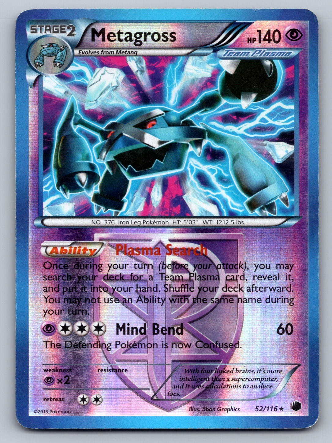 Metagross (Team Plasma) 52/116 Reverse Holo Plasma Freeze LP