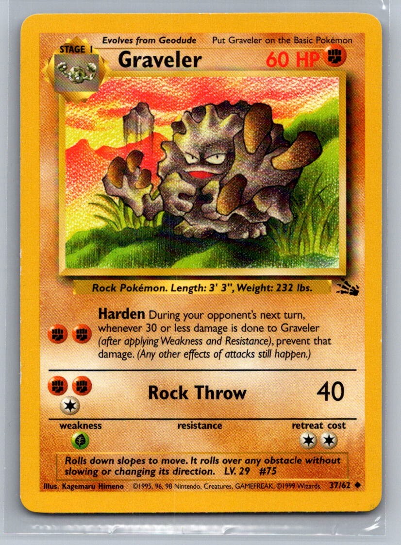 Graveler Unlimited Uncommon 37/62 Fossil LP