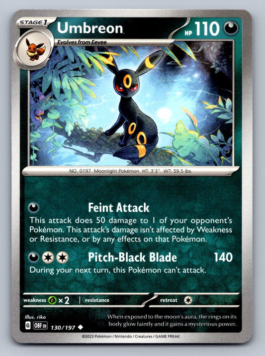 Umbreon Uncommon 130/197 SV03: Obsidian Flames NM