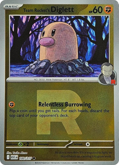 Team Rocket's Diglett (Team Rocket) Reverse Holo 100/217 ME: Ascended Heroes NM