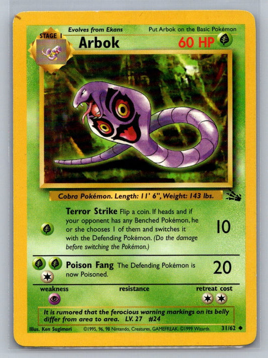 Arbok Unlimited Uncommon 31/62 Fossil LP