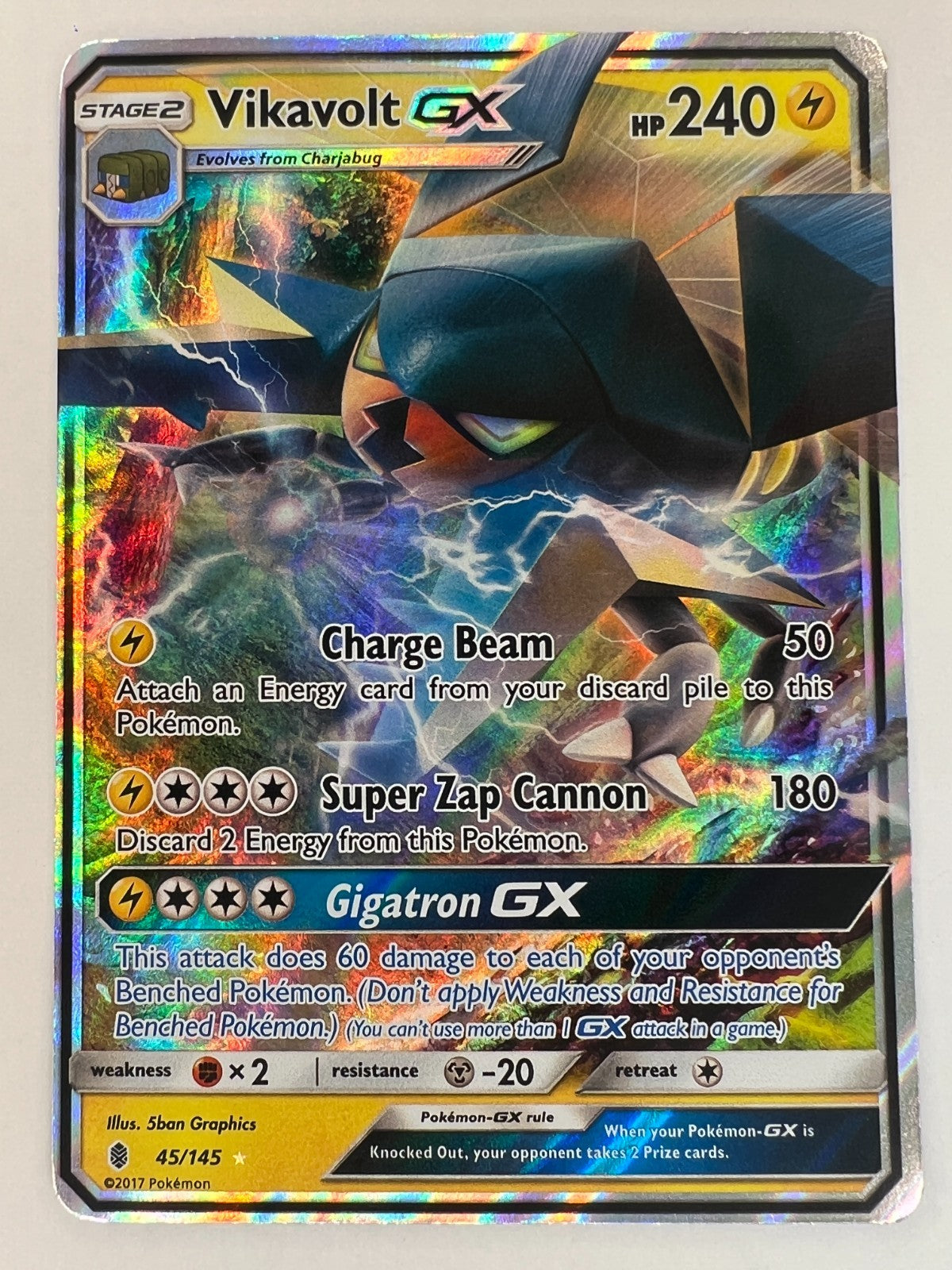 Vikavolt GX 45/145 Ultra Rare Guardians Rising Pokemon Card