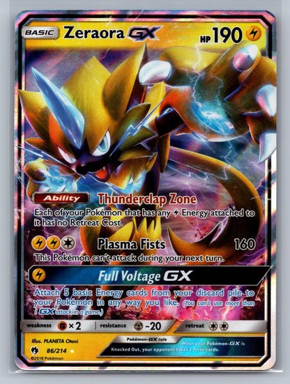 Zeraora GX Holo Ultra Rare 86/214 SM - Lost Thunder NM