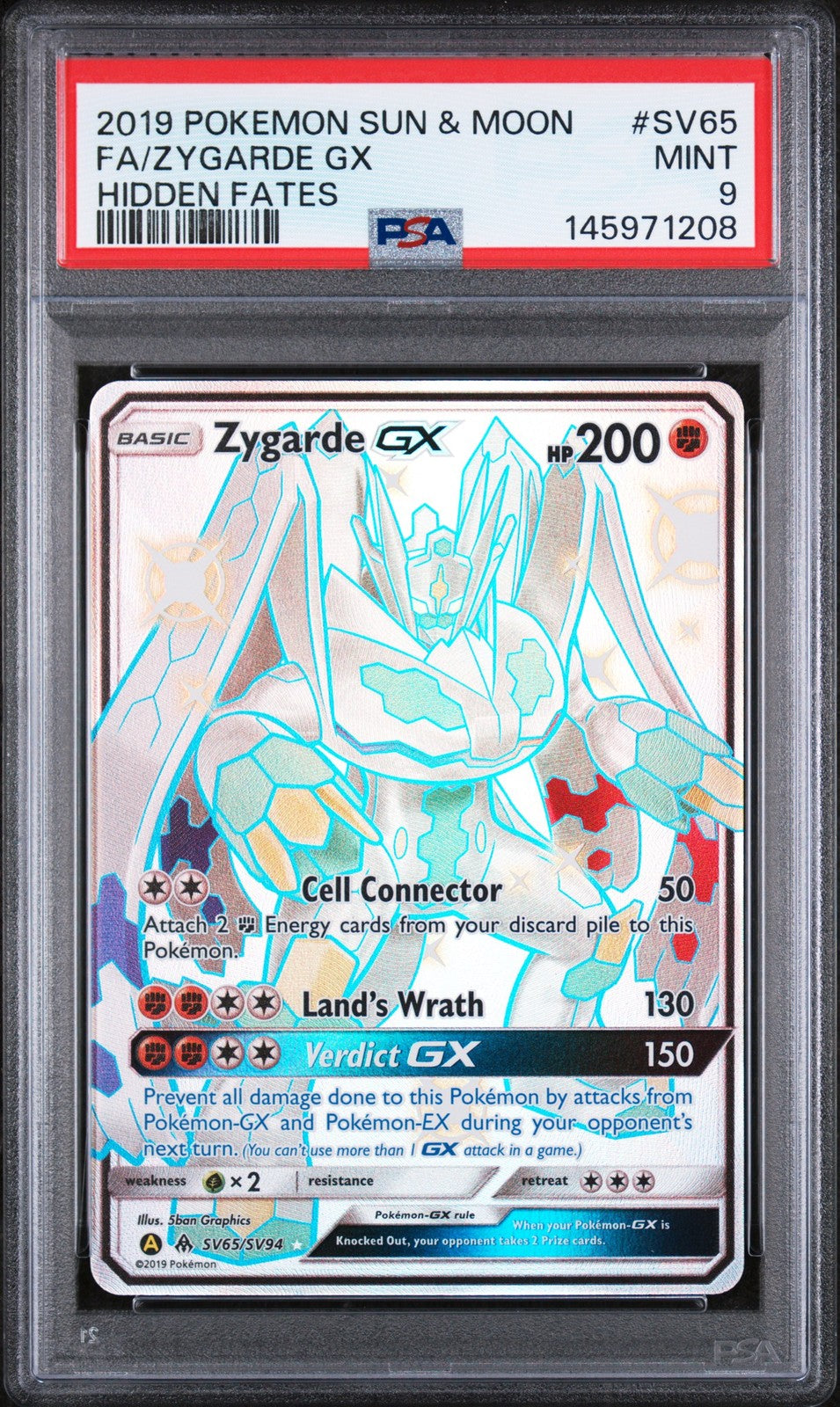 Fa/Zygarde Gx Hidden Fates SV65 Pokemon Sun & Moon Hidden Fates NM PSA 9
