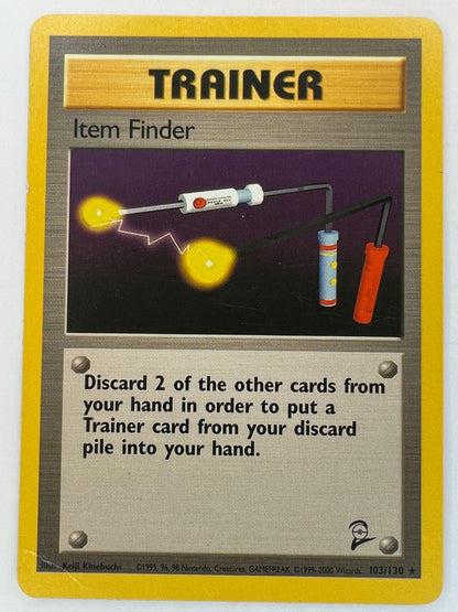 Item Finder 103/130 Rare Non-Holo Base 2 Set Pokemon Vintage Trainer Card MP