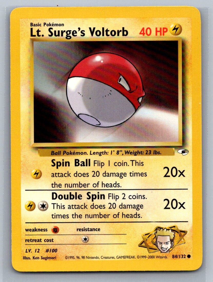 Lt. Surge's Voltorb Unlimited Common 084/132 Gym Heroes LP