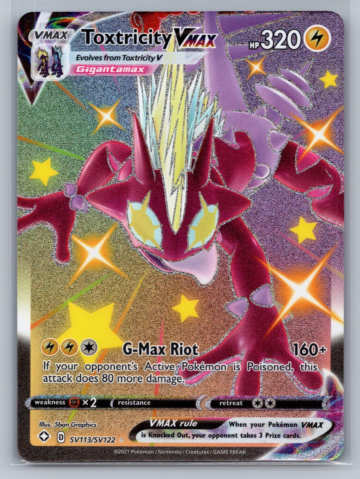 Toxtricity VMAX Shiny Holo Rare SV113/SV122 Shining Fates: Shiny Vault NM