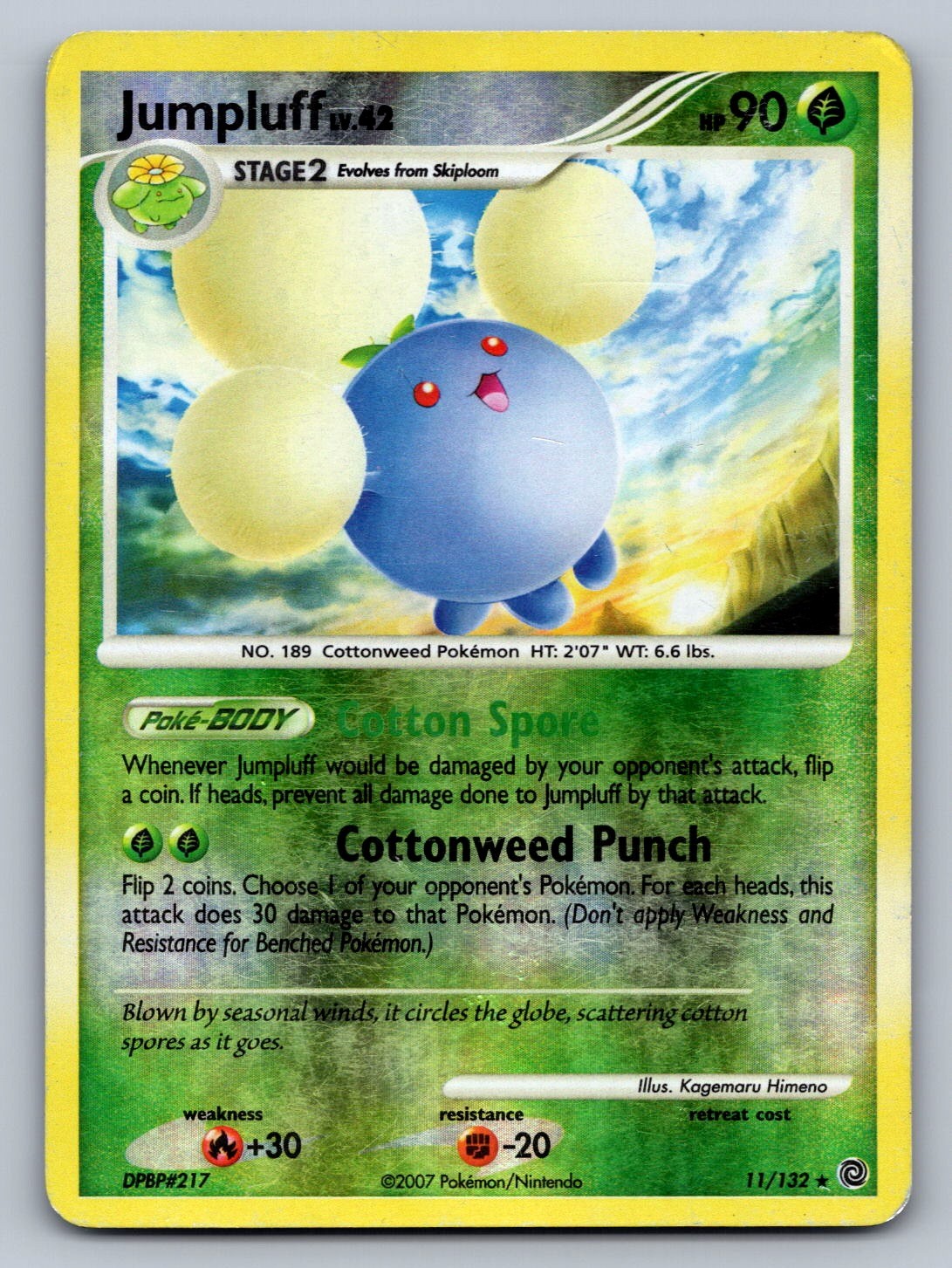 Jumpluff 11/132 Grass Reverse Holo Secret Wonders LP