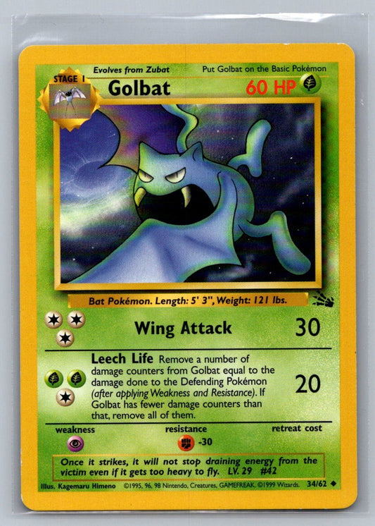 Golbat Unlimited Uncommon 34/62 Fossil LP
