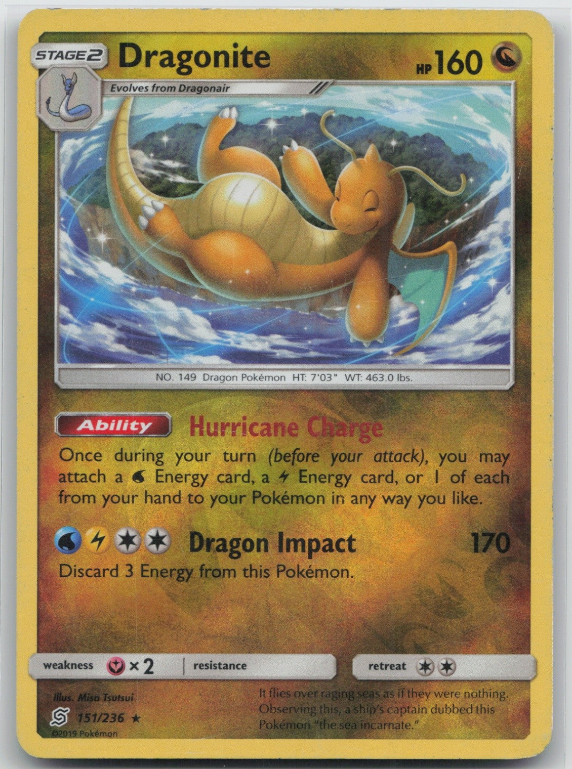 Dragonite Reverse Holo Rare 151/236 SM - Unified Minds MP