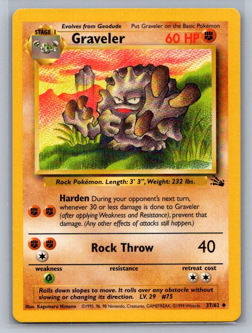 Graveler Unlimited Uncommon 37/62 Fossil LP