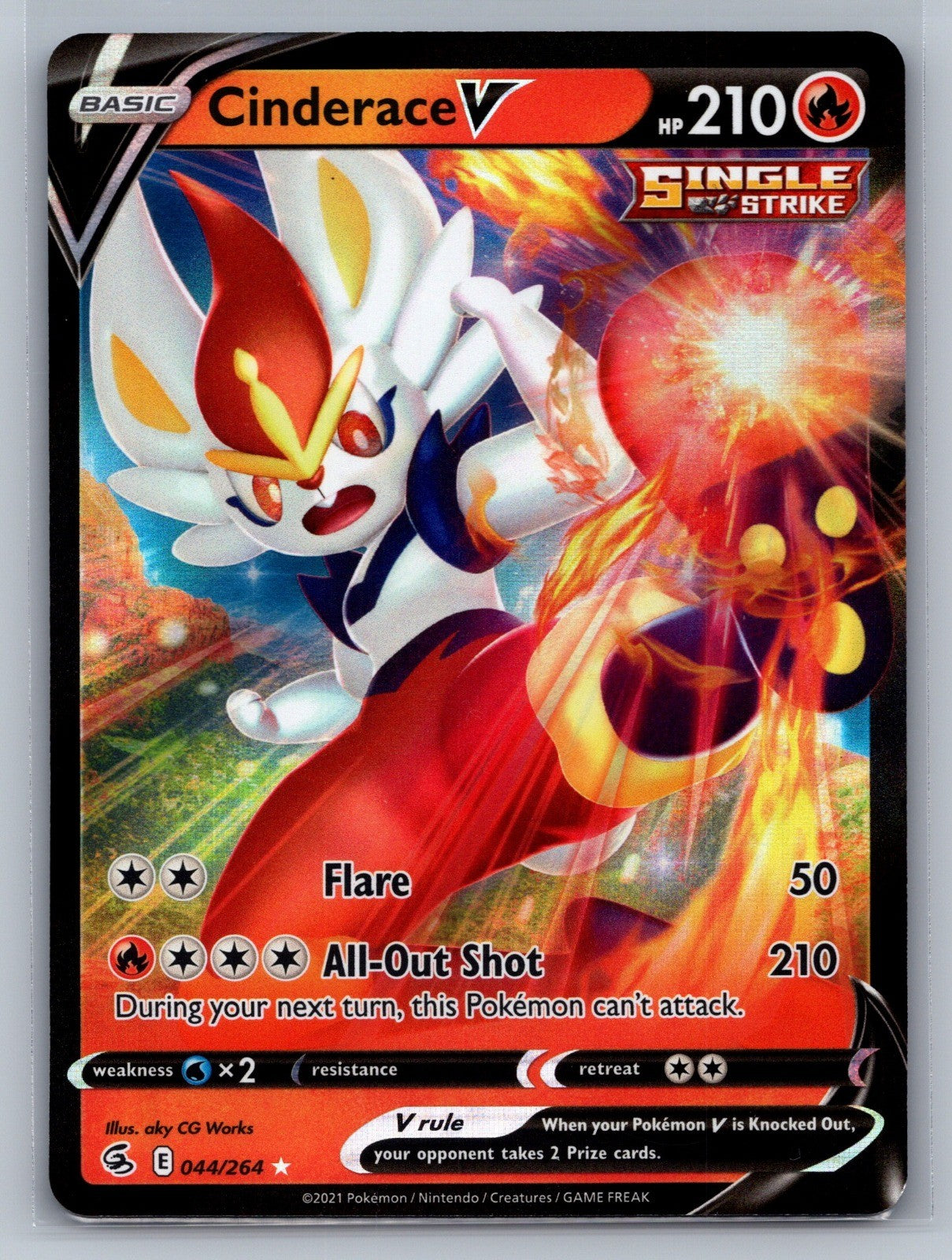 Cinderace V (44) Holo Ultra Rare 044/264 SWSH08: Fusion Strike NM