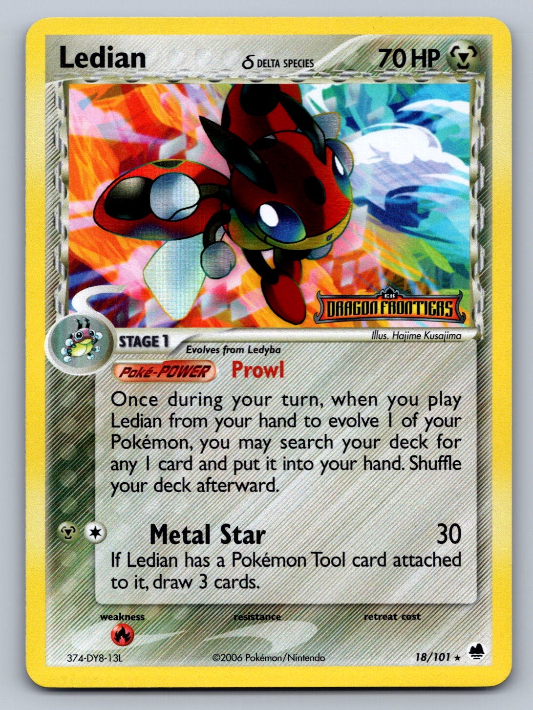 Ledian (Delta Species) Reverse Holo Rare 18/101 Dragon Frontiers NM
