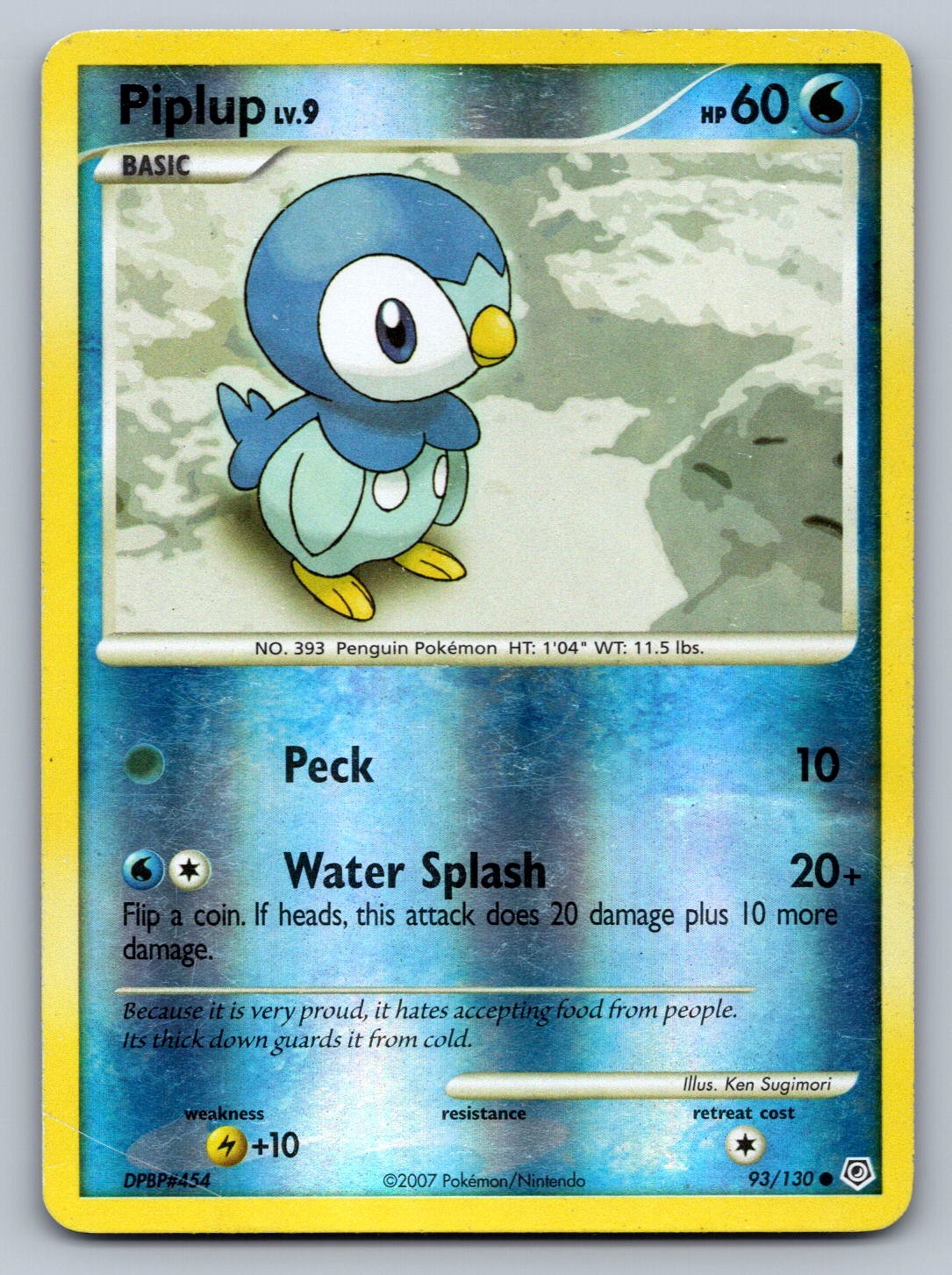 Piplup Reverse Holo Common 93/130 Diamond and Pearl NM