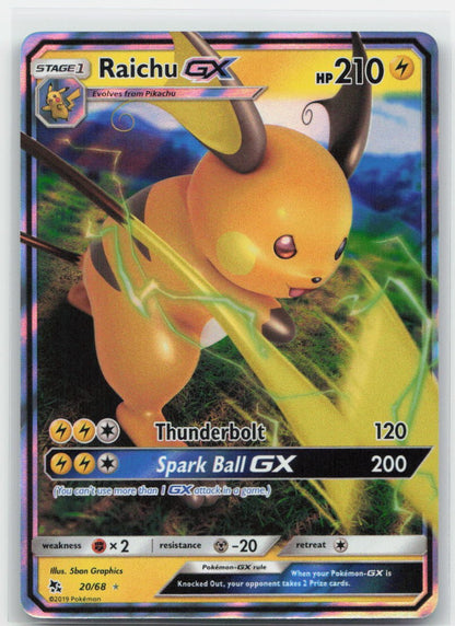 Raichu GX Holo Ultra Rare 20/68 Hidden Fates NM