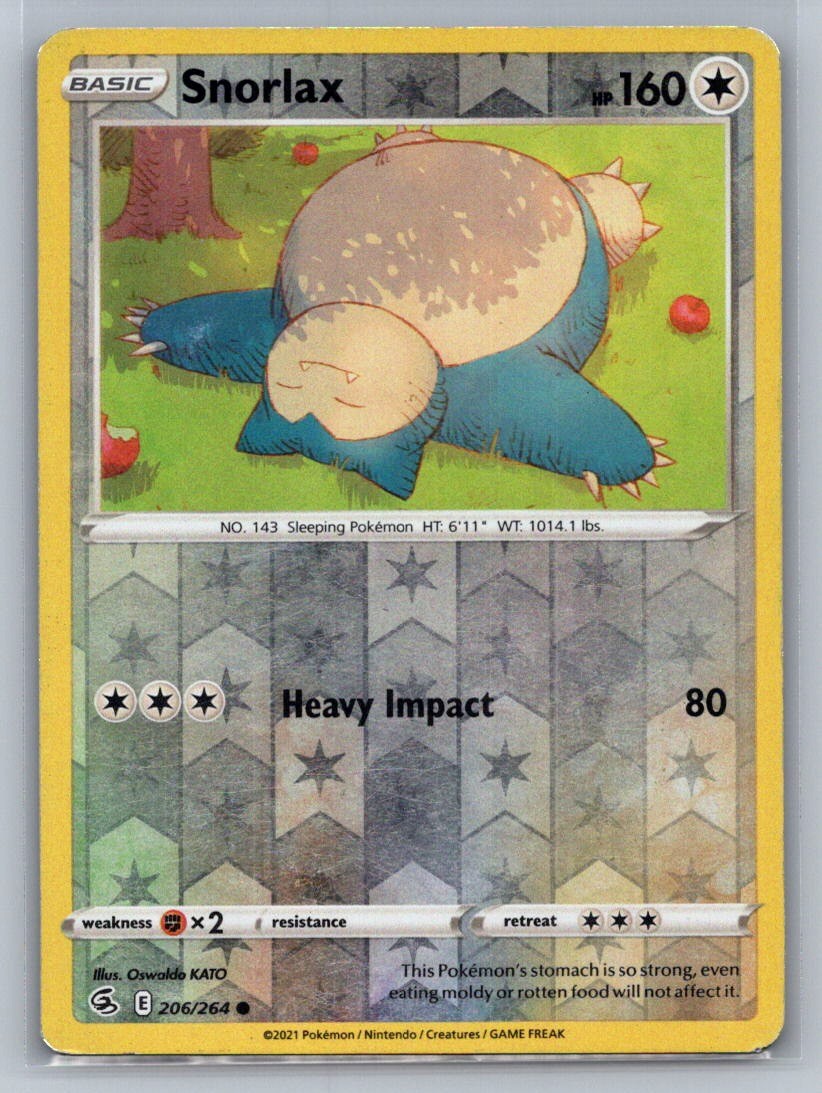 Snorlax Reverse Holo Common 206/264 SWSH08: Fusion Strike LP