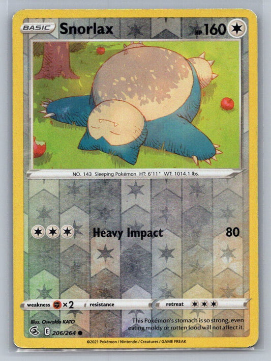 Snorlax Reverse Holo Common 206/264 SWSH08: Fusion Strike LP