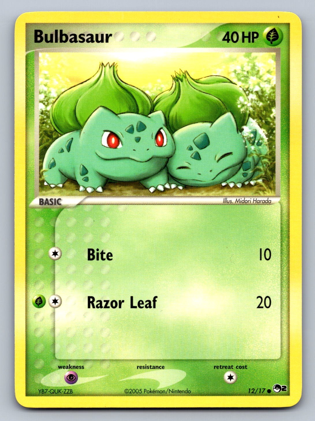 Bulbasaur 012/17 Grass POP Series 2 NM