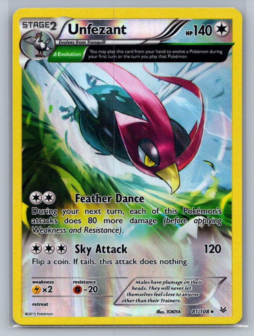 Unfezant (81 Delta) Reverse Holo Rare 81/108 XY - Roaring Skies LP