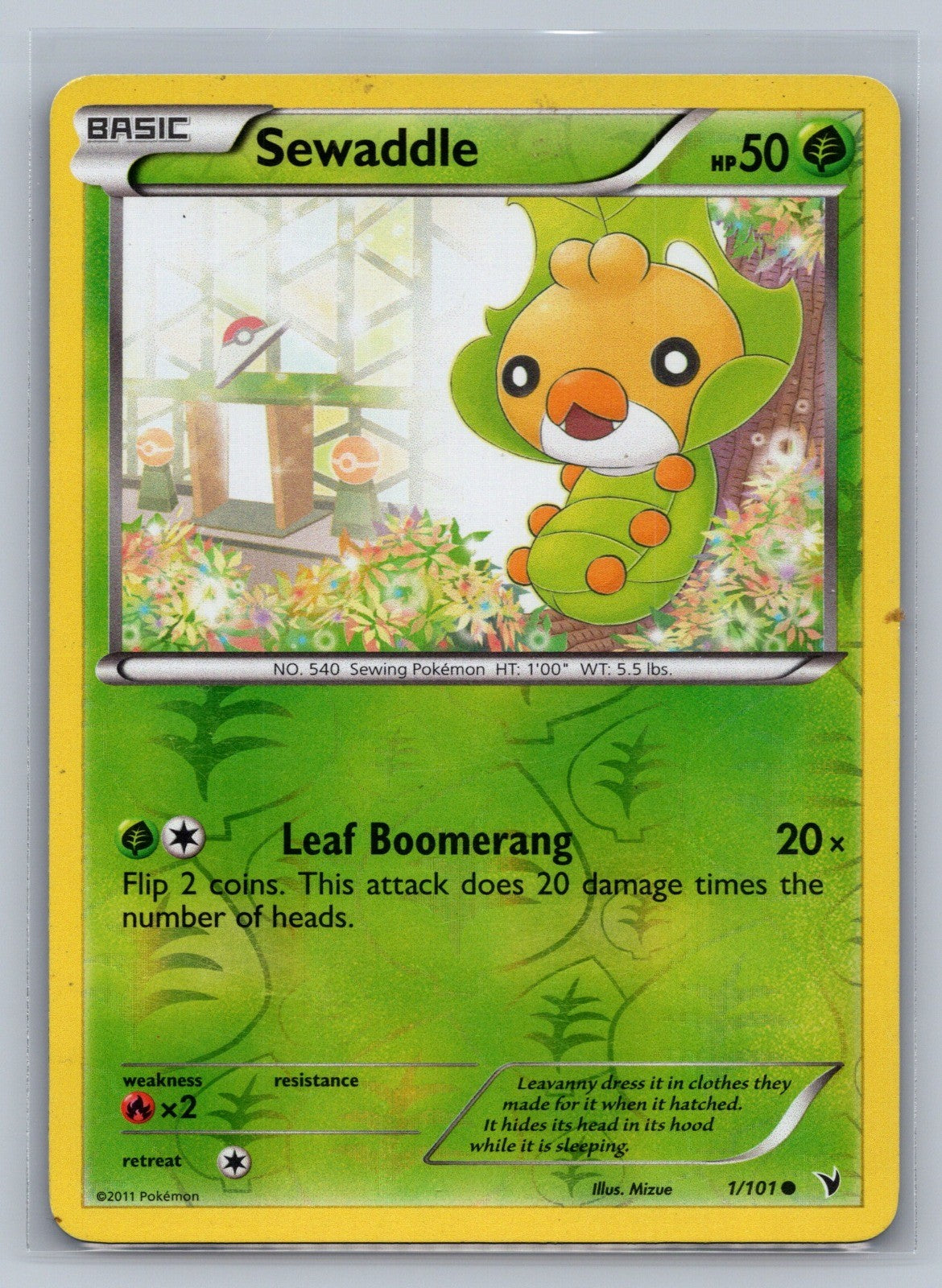 Sewaddle Reverse Holo Common 1/101 Noble Victories NM