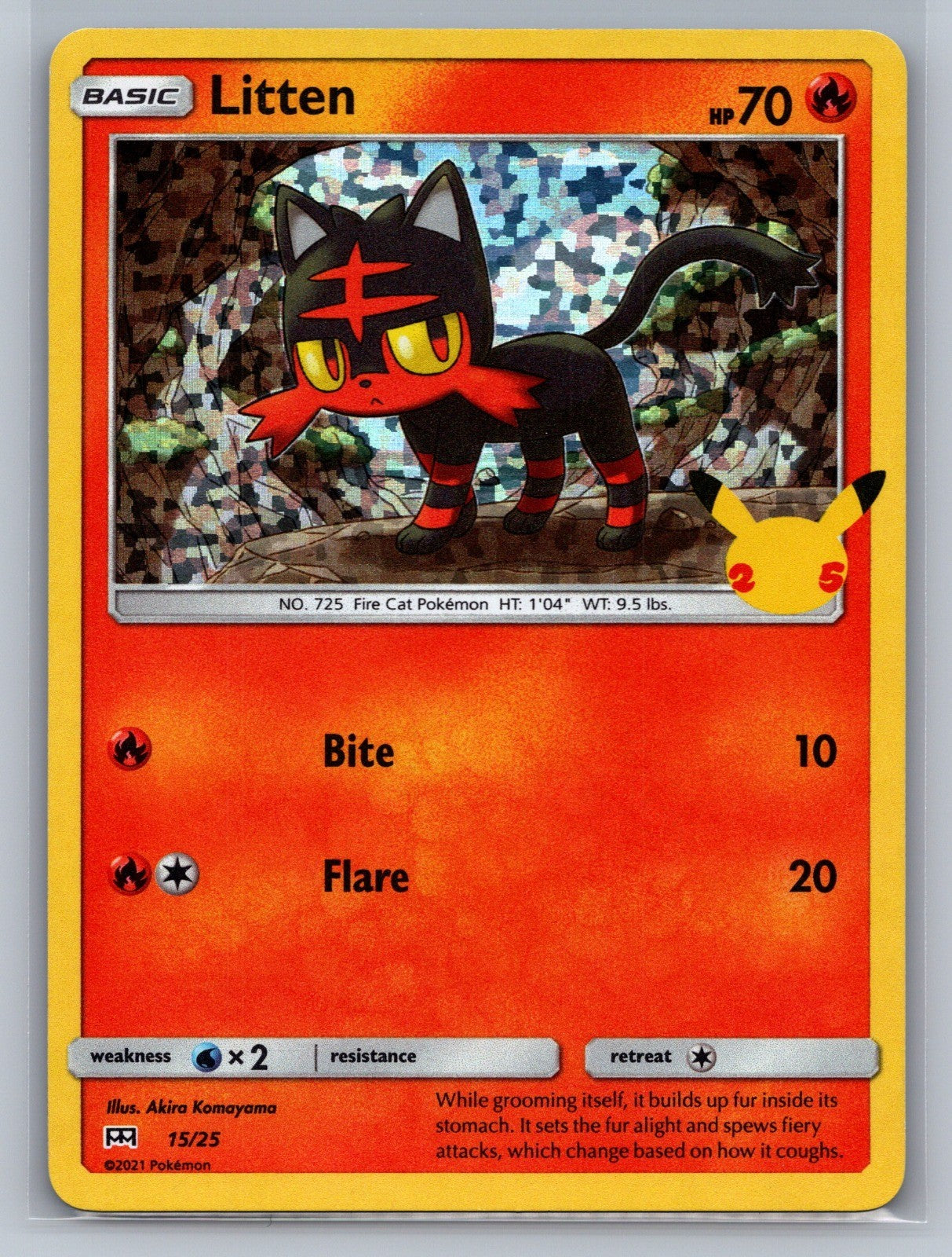 Litten - 15/25 Holo Promo 015/025 McDonald's 25th Anniversary Promos NM