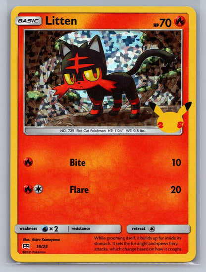 Litten - 15/25 Holo Promo 015/025 McDonald's 25th Anniversary Promos NM