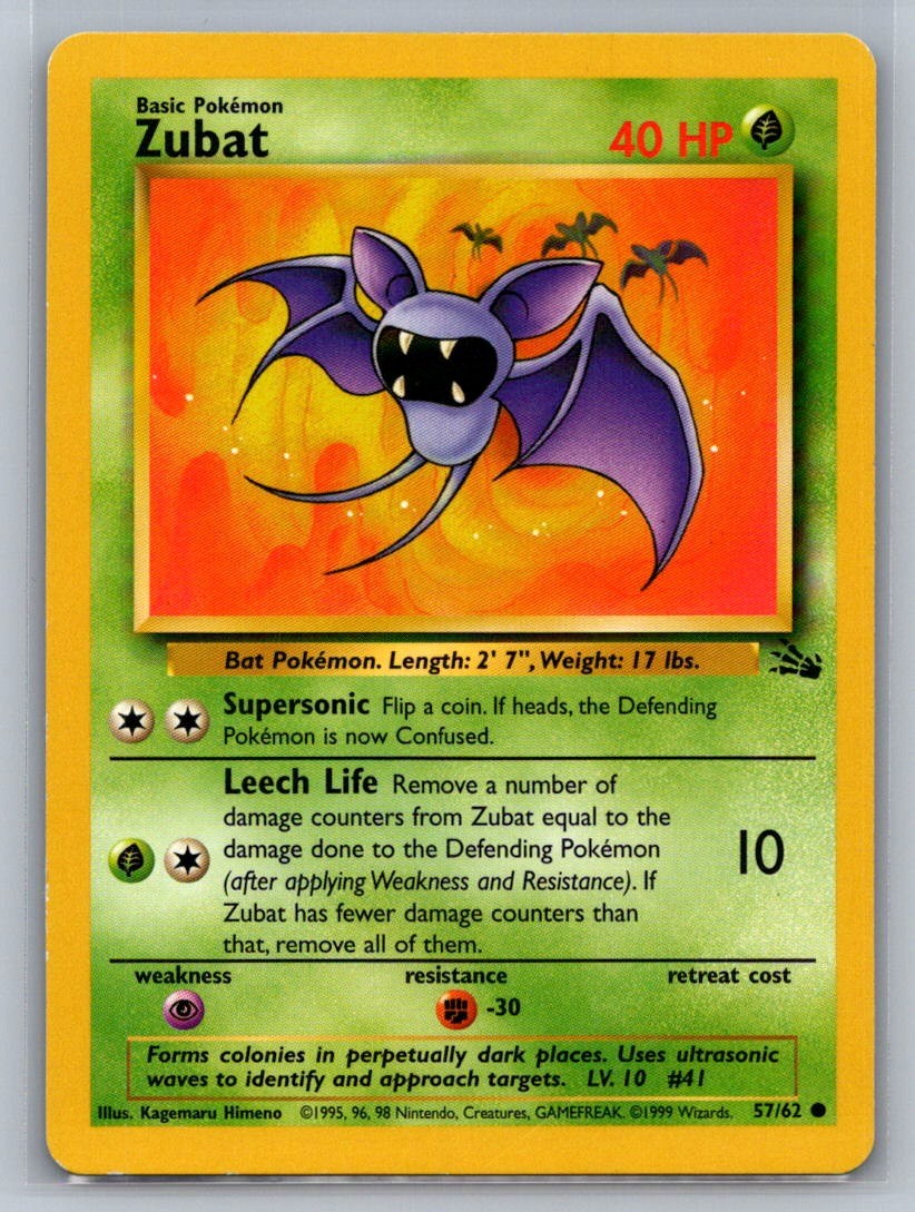 Zubat Unlimited Common 57/62 Fossil LP