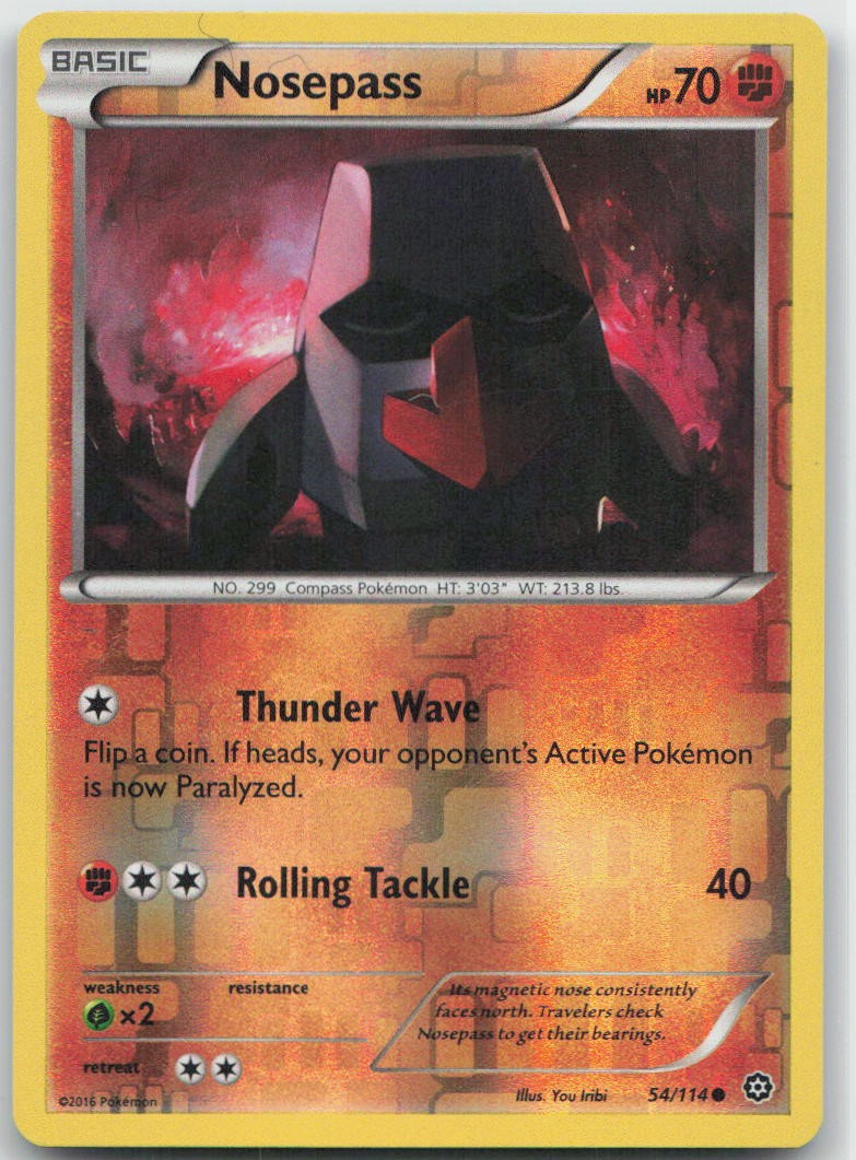 Nosepass Reverse Holo Common 54/114 XY - Steam Siege NM