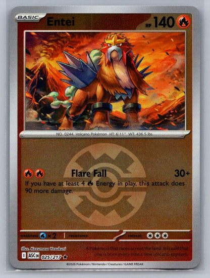 Entei (Quick Ball) Reverse Holo Rare 025/217 ME: Ascended Heroes NM