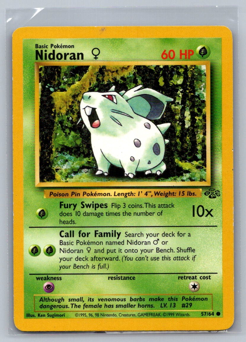 Nidoran F Unlimited Common 57/64 Jungle LP