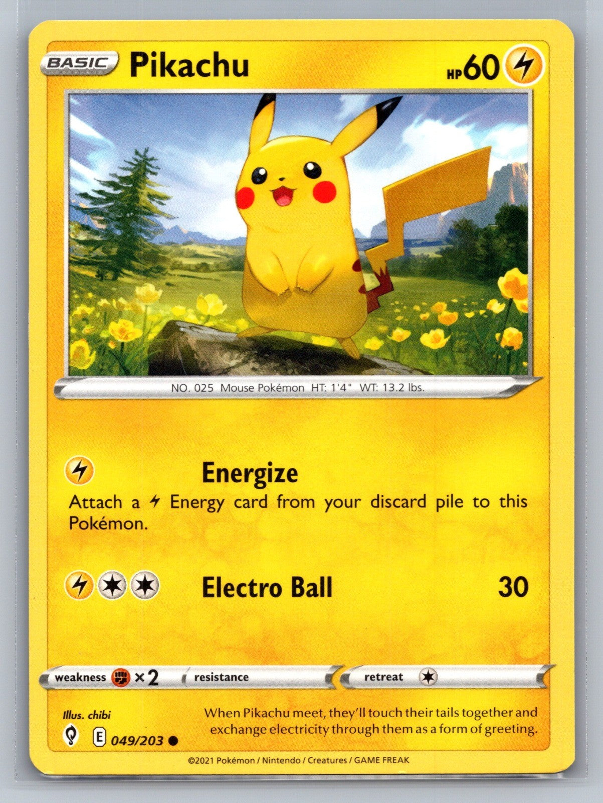 Pikachu Common 049/203 SWSH07: Evolving Skies NM