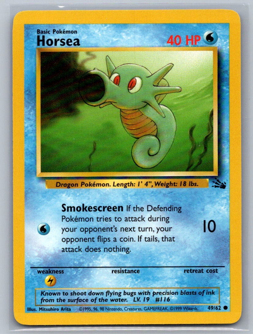 Horsea Unlimited Common 49/62 Fossil LP