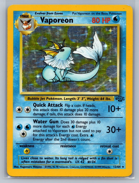 Vaporeon (12) Unlimited Holofoil 12/64 Jungle LP