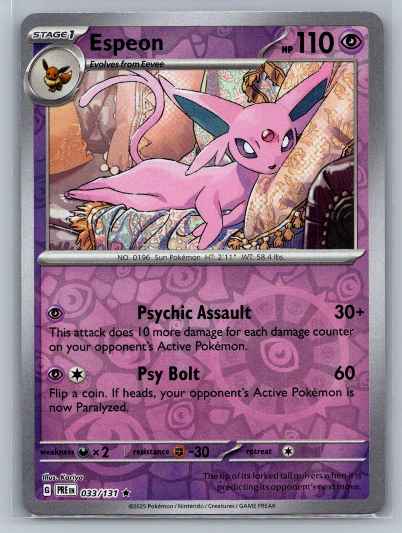 Espeon Reverse Holo Rare 033/131 SV: Prismatic Evolutions NM
