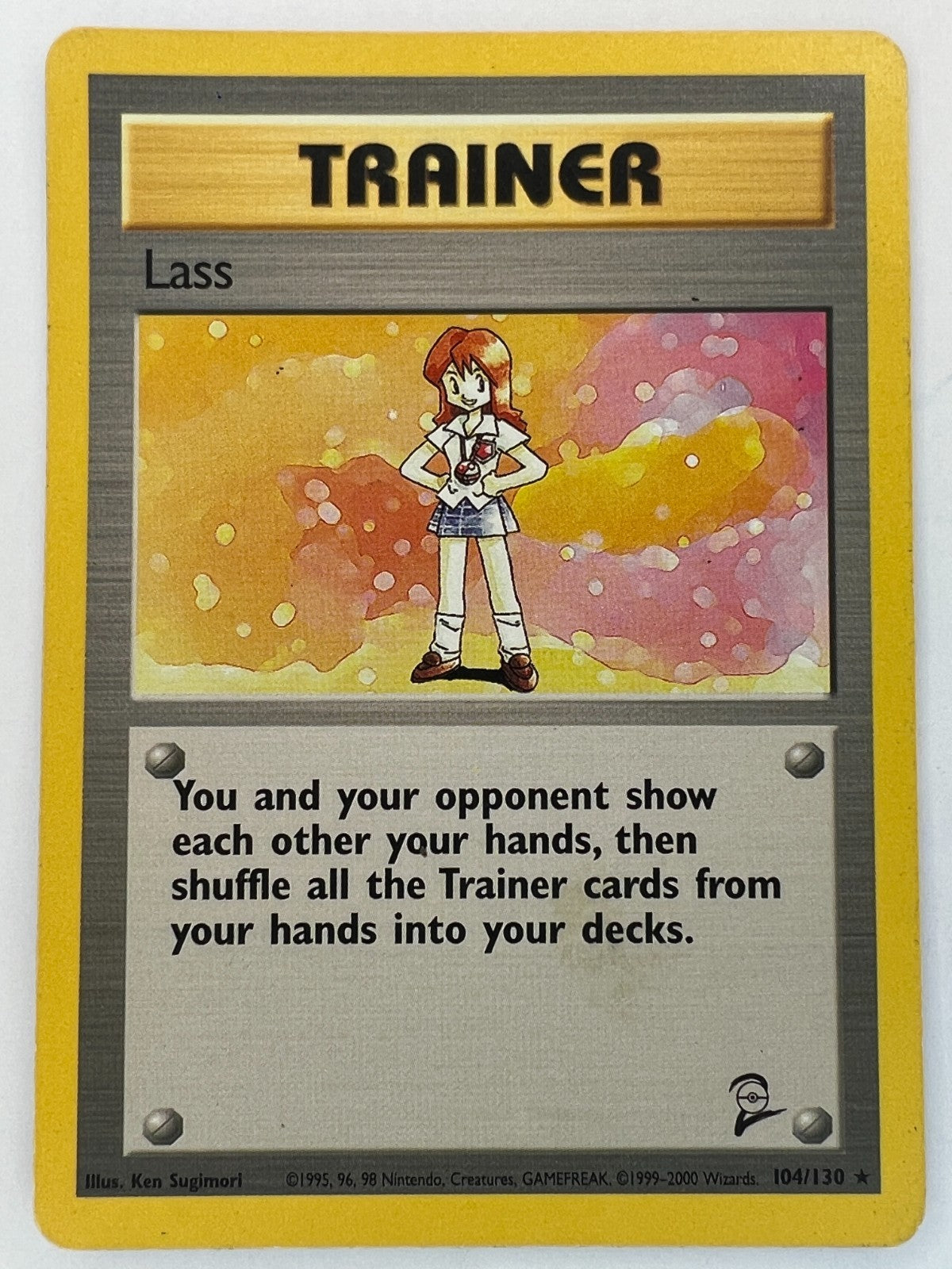 Trainer Lass 104/130 Base Set 2 Non-Holo Rare Vintage Pokemon Trainer Card LP