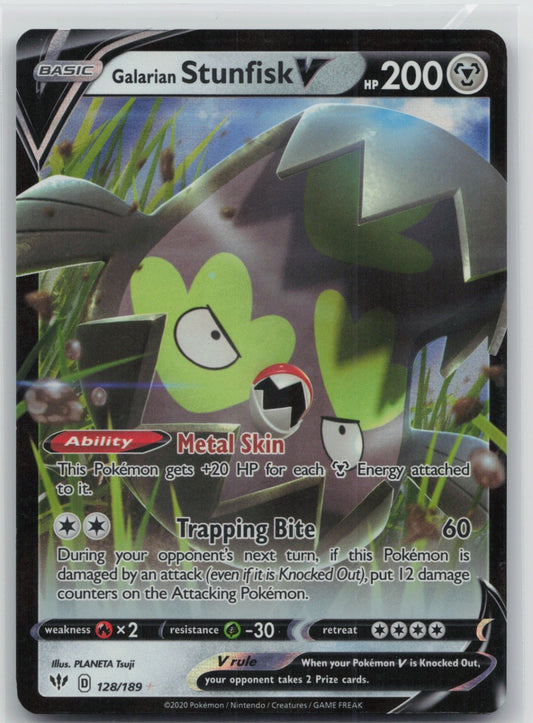 Galarian Stunfisk V Holo Ultra Rare 128/189 SWSH03: Darkness Ablaze NM