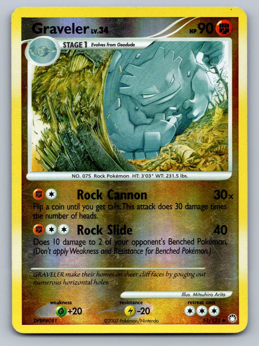Graveler 51/123 Fighting Reverse Holo Mysterious Treasures LP