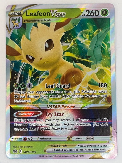 LEAFEON V Star Full Art Holo POKéMON 2022 TCG Black Star Promo Card# swsh195 NM