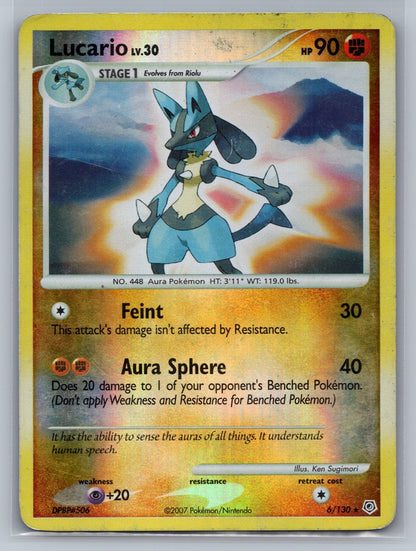 Lucario Reverse Holo Holo Rare 6/130 Diamond and Pearl LP